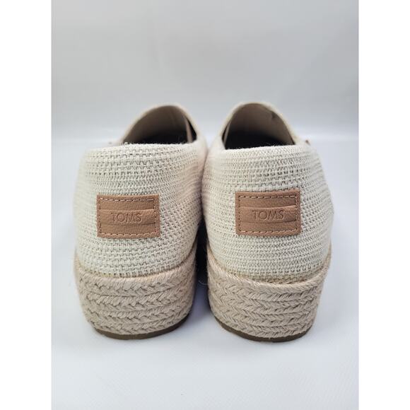 Women’s Tom’s Valencia Platform Espadrille Natural Undyed Metallic Linen Sz 11 - Picture 6 of 13